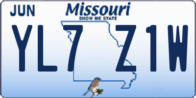 MO license plate YL7Z1W