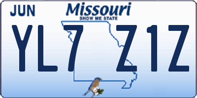 MO license plate YL7Z1Z