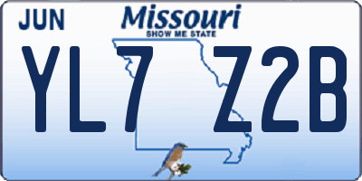 MO license plate YL7Z2B