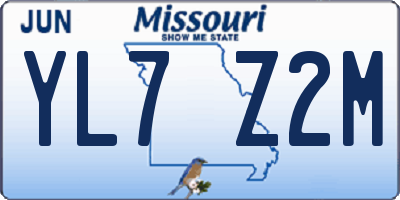 MO license plate YL7Z2M