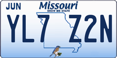 MO license plate YL7Z2N