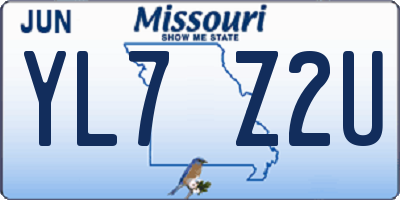 MO license plate YL7Z2U