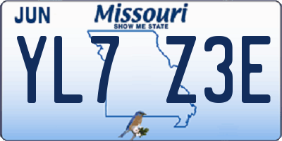 MO license plate YL7Z3E