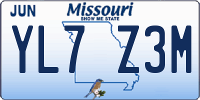 MO license plate YL7Z3M