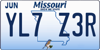 MO license plate YL7Z3R