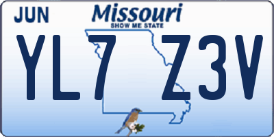 MO license plate YL7Z3V