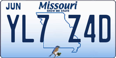 MO license plate YL7Z4D
