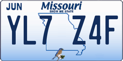 MO license plate YL7Z4F