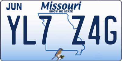 MO license plate YL7Z4G