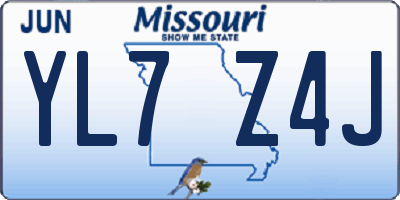 MO license plate YL7Z4J