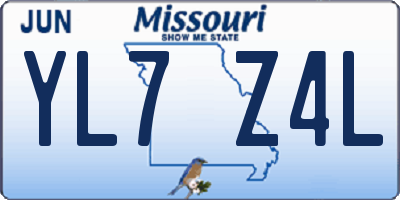 MO license plate YL7Z4L