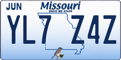 MO license plate YL7Z4Z