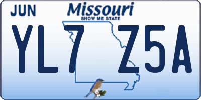 MO license plate YL7Z5A