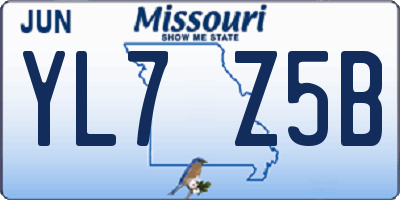 MO license plate YL7Z5B