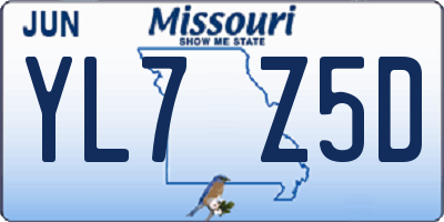 MO license plate YL7Z5D