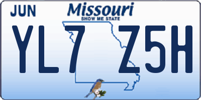 MO license plate YL7Z5H