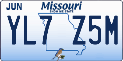 MO license plate YL7Z5M