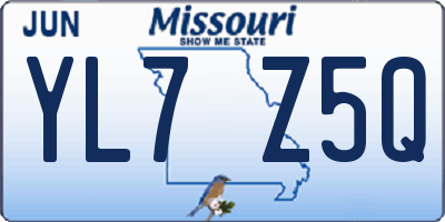 MO license plate YL7Z5Q