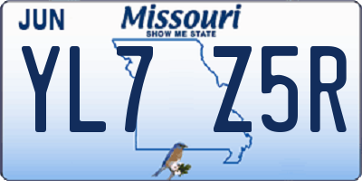 MO license plate YL7Z5R