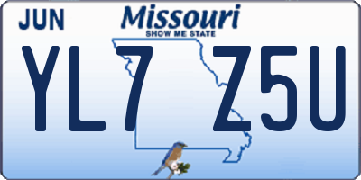 MO license plate YL7Z5U
