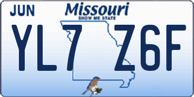 MO license plate YL7Z6F