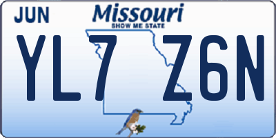 MO license plate YL7Z6N