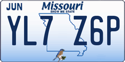 MO license plate YL7Z6P