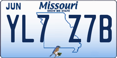 MO license plate YL7Z7B