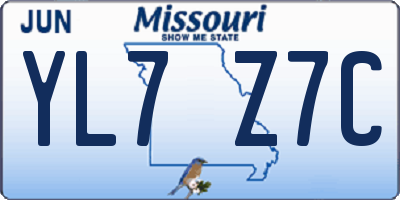 MO license plate YL7Z7C