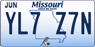 MO license plate YL7Z7N