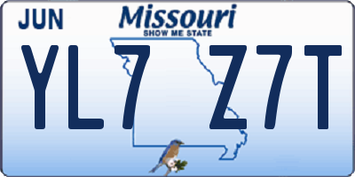 MO license plate YL7Z7T