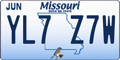 MO license plate YL7Z7W
