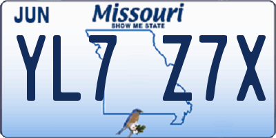 MO license plate YL7Z7X
