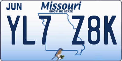 MO license plate YL7Z8K