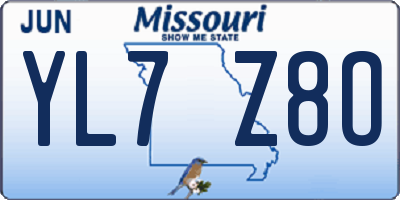 MO license plate YL7Z8O