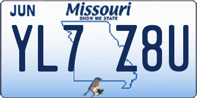 MO license plate YL7Z8U