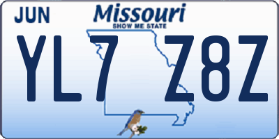 MO license plate YL7Z8Z