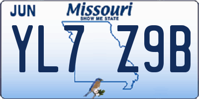 MO license plate YL7Z9B