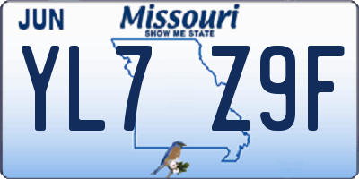 MO license plate YL7Z9F