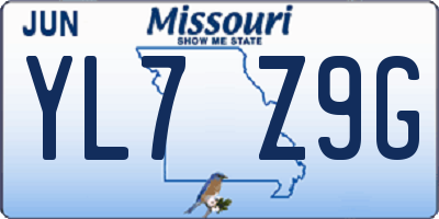 MO license plate YL7Z9G
