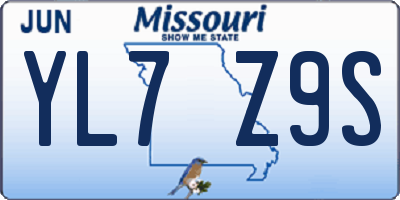MO license plate YL7Z9S