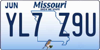 MO license plate YL7Z9U