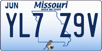 MO license plate YL7Z9V