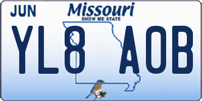 MO license plate YL8A0B