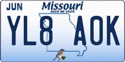 MO license plate YL8A0K