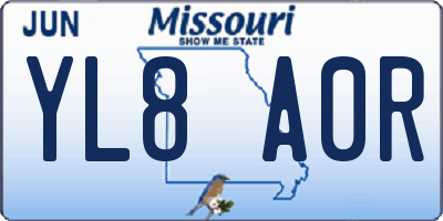 MO license plate YL8A0R