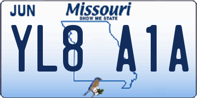 MO license plate YL8A1A