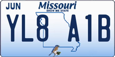 MO license plate YL8A1B