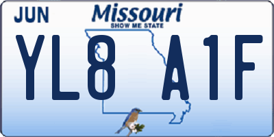 MO license plate YL8A1F