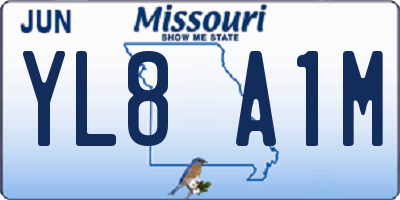 MO license plate YL8A1M